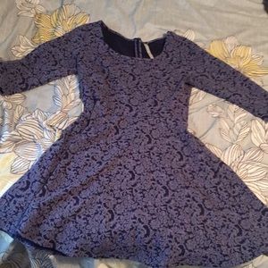 Lauren Conrad blue fit and flare dress 3/4 sleeve